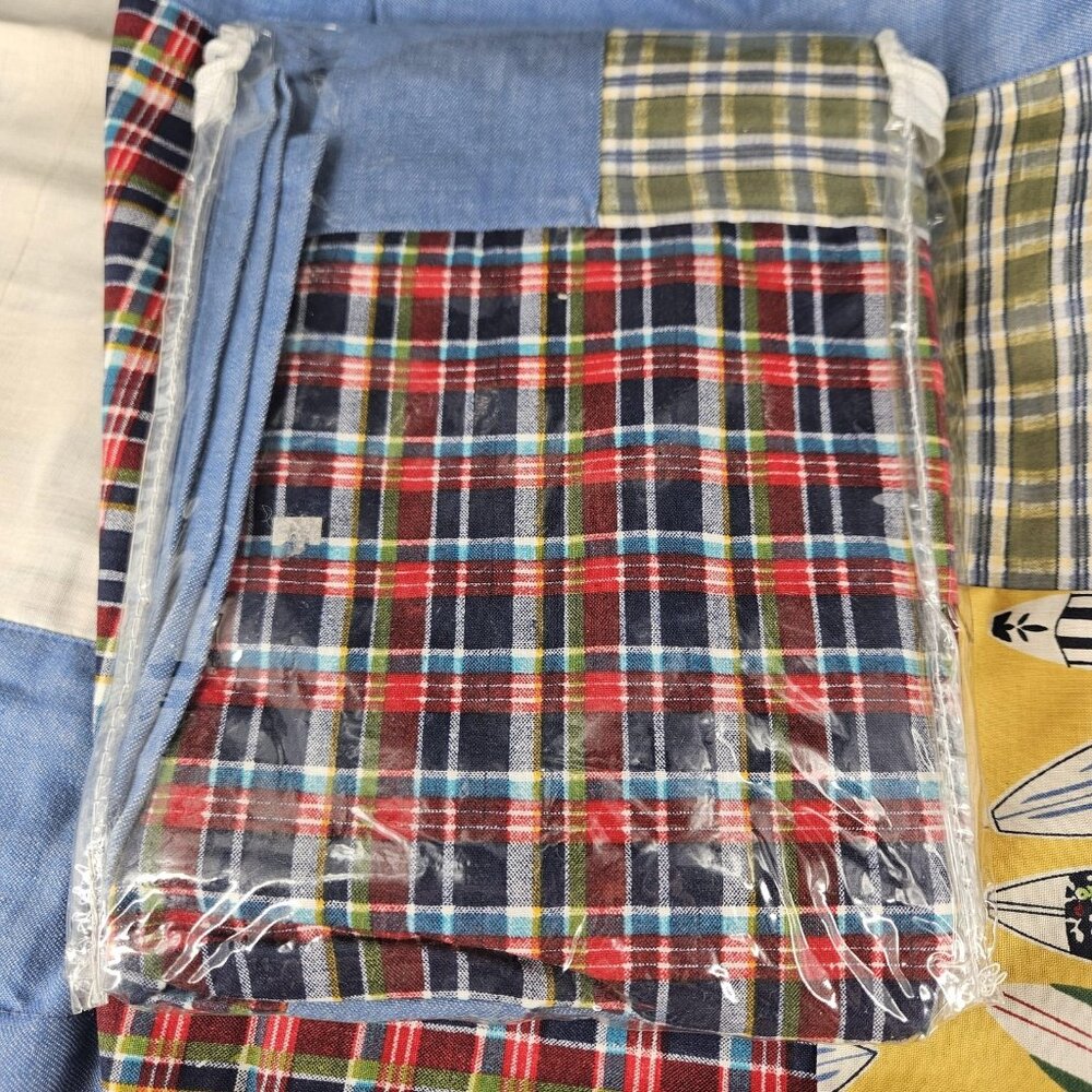 Surfer's Dream Valance Patchwork Plaid Floral Surfboard 15x72 Window Curtain New - Picture 10 of 11